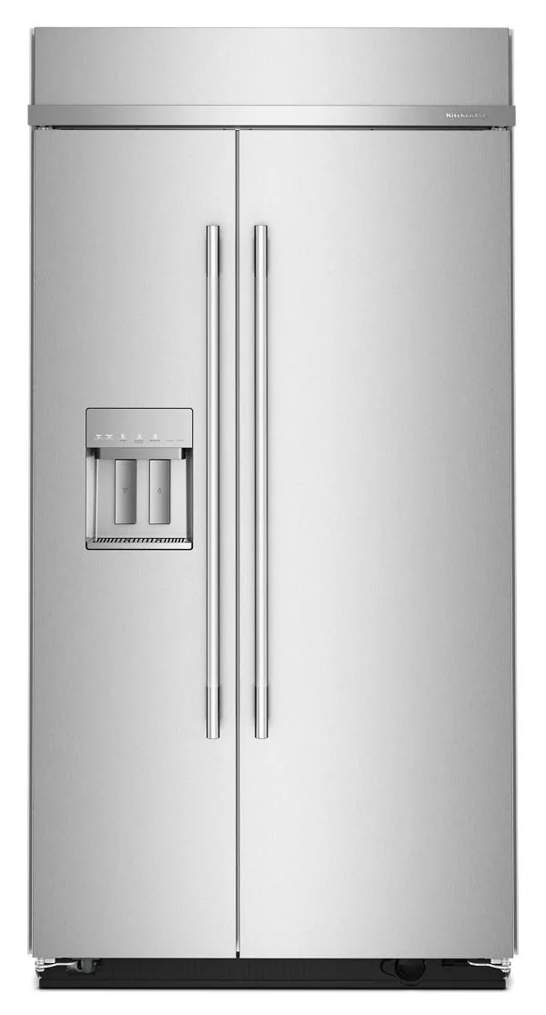 KitchenAid 25.1 Cu. Ft. 42" Built-In Side-By-Side Refrigerator Features Exterior Water & Ice Dispenser w/ Measured Fill in Stainless Steel KBSD742SPS