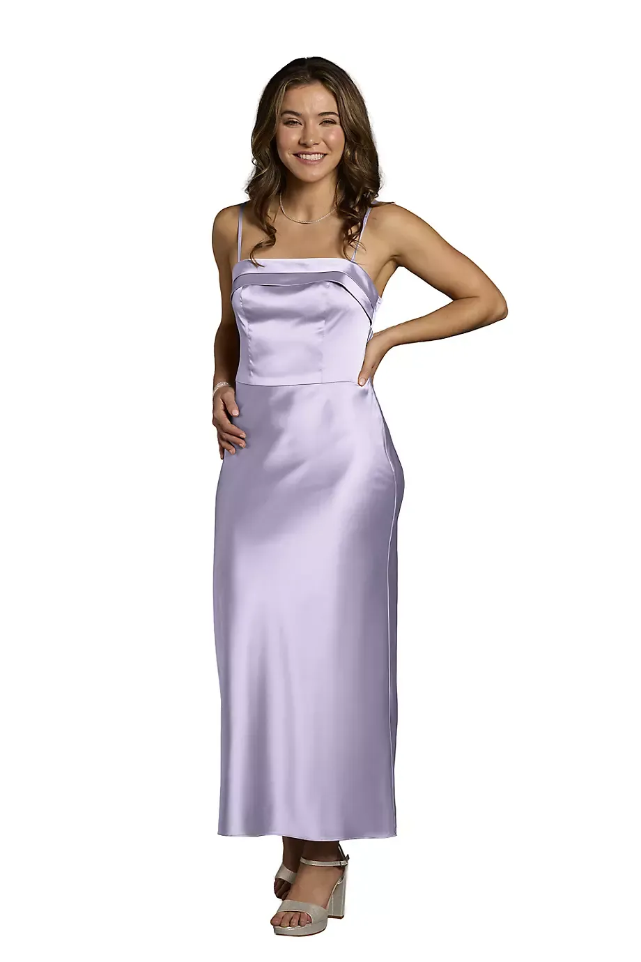 The Edit By DB Studio Charmeuse Spaghetti Strap Sheath Dress in Iris Size: 6 David's Bridal