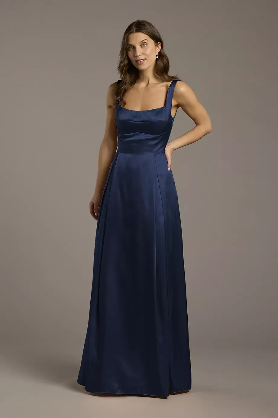 Galina Signature Charmeuse Tank Neckline A-Line Dress in Marine Size: 22 David's Bridal