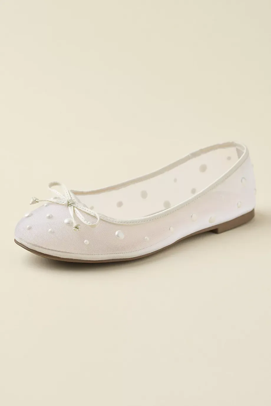 DB Studio Scattered Pearl Mesh Ballet Flat Shoes in Ivory Size: 10 David's Bridal