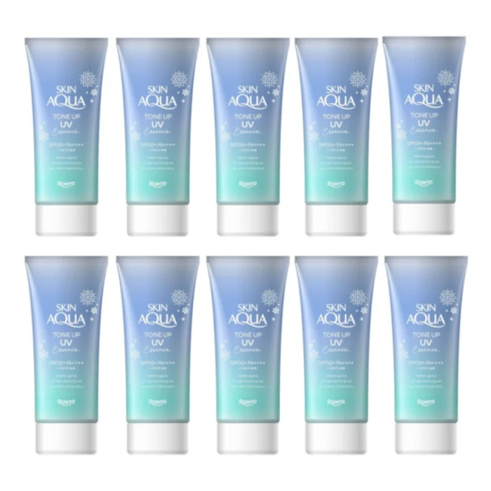 Rohto Mentholatum Skin Aqua Tone Up UV Essence SPF50+ PA++++80gBlue (10ea) Set