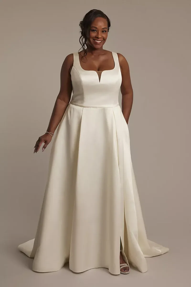 DB Studio Satin Tank Ball Gown Wedding Dress in Ivory Size: 20W David's Bridal