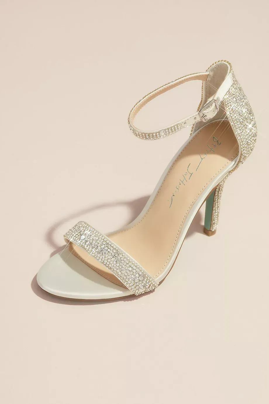 Betsey Johnson x DB Jeweled Metallic Stiletto Sandals in Ivory Size: 9.5 David's Bridal