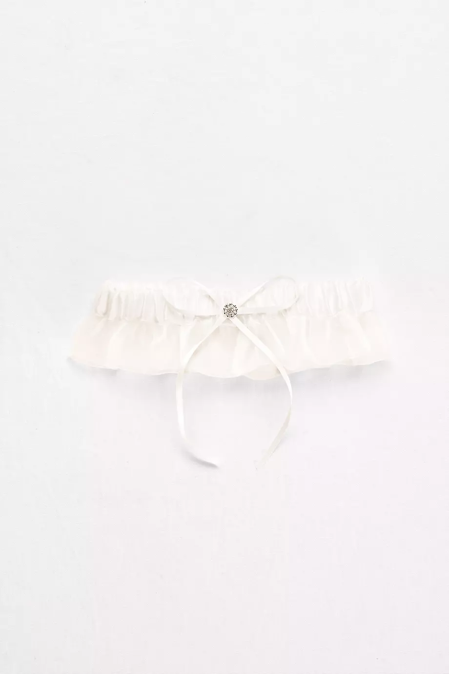 Ruffled Organza And Satin Garter in Ivory David's Bridal