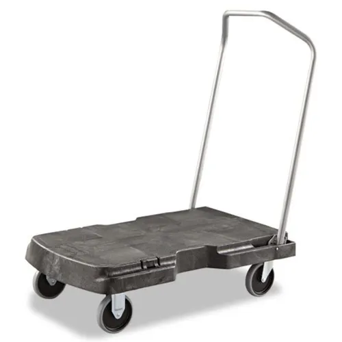 Rubbermaid Commercial 20.5 in. x 32.5 in. x 35 in. 500 lbs. Capacity Triple Trolley Platform Truck with Angled-Loop Handle - Black - FG440100BLA