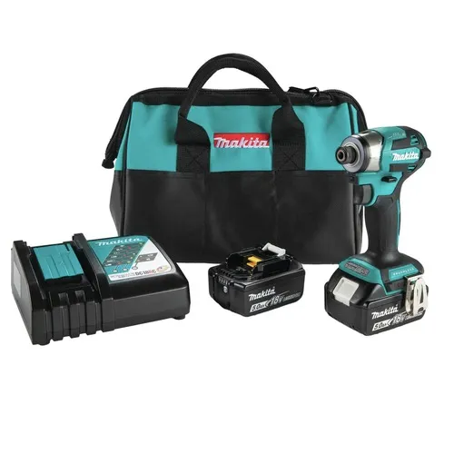 Makita 18V LXT Brushless Lithium‑Ion Cordless Quick‑Shift Mode 4‑Speed Impact Driver Kit with 2 Batteries (5 Ah) - XDT20T