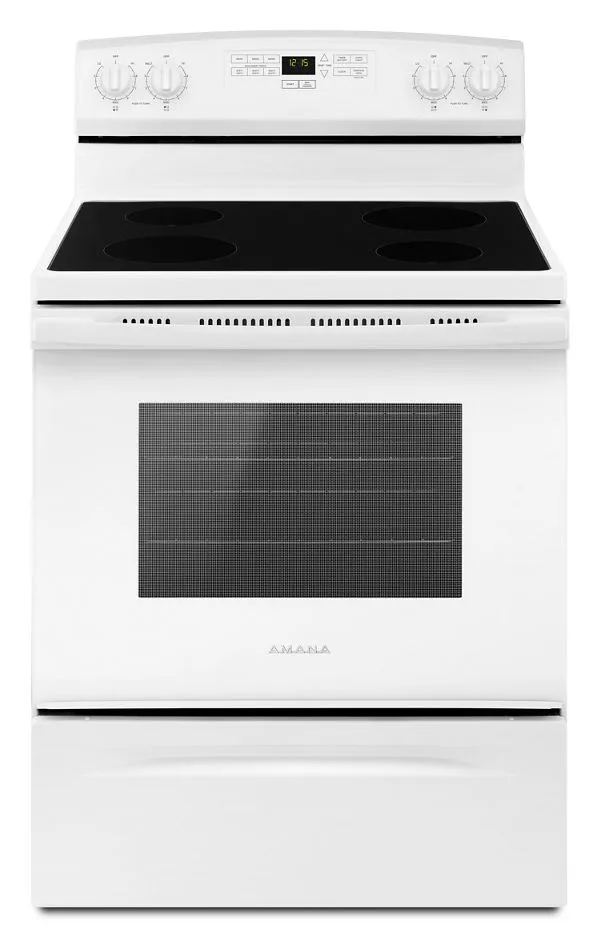 Whirlpool Amana 30 in. Amana Electric Range with Extra-Large Oven Window in White 30 in.