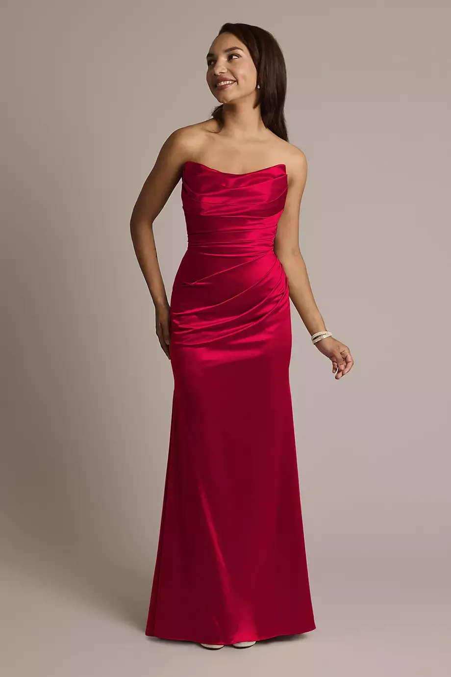 Galina Signature Sculpting Satin Strapless Mermaid Dress in Apple Size: 26 David's Bridal