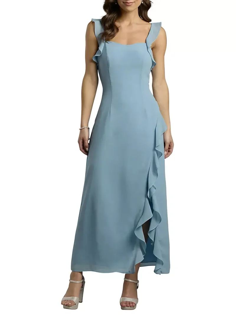 The Edit By DB Studio Chiffon Ruffle Sheath Dress in Lake Size: 0 David's Bridal