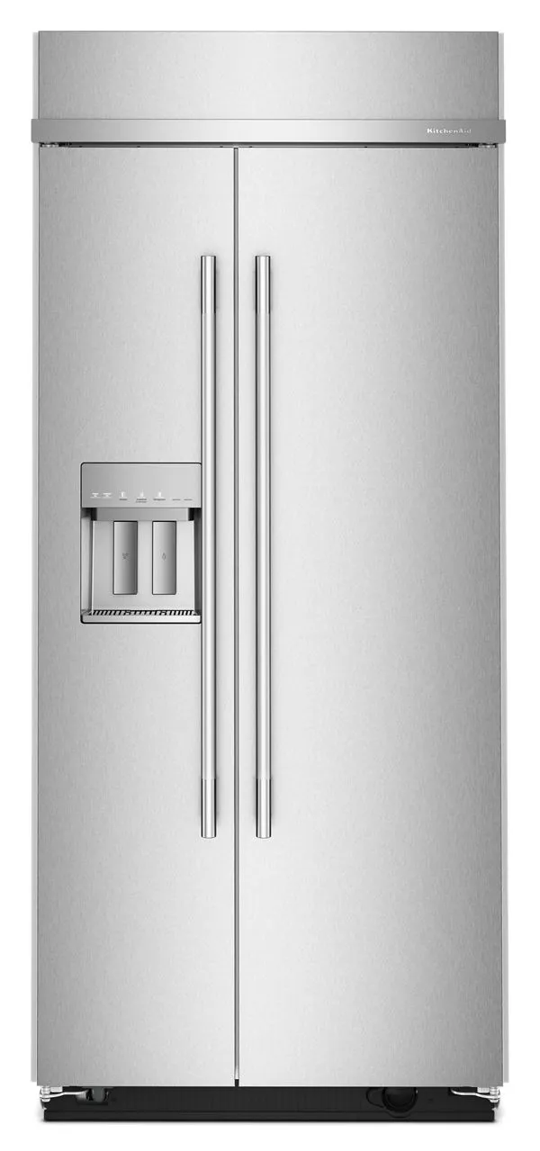 KitchenAid 20.8 Cu. Ft. 36" Built-In Side-By-Side Refrigerator Features Exterior Water & Ice Dispenser w/ Measured Fill in Stainless Steel KBSD736SPS