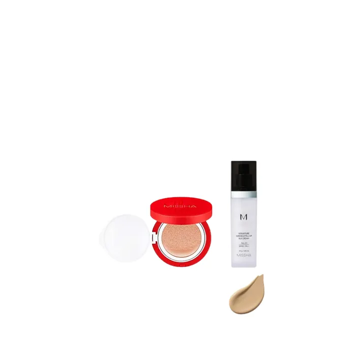 MISSHA - Signature Wrinkle Fill Up BB Cream (SPF37 PA++) - No.23/44g X MISSHA - Velvet Finish Cushion SPF50+ PA+++ - 15g - 21