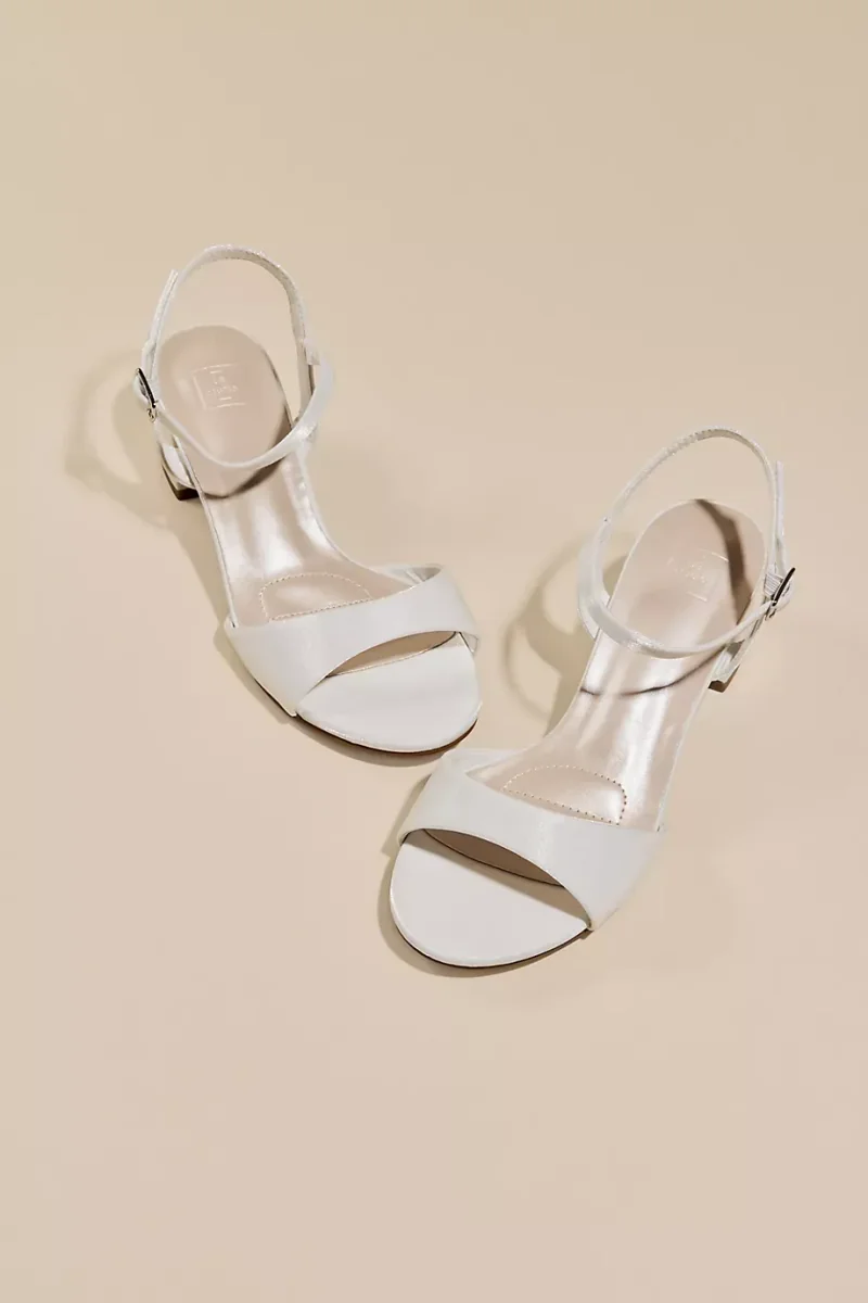 DB Studio Low Block Heel Sandals in Soft White Size: 7.5 David's Bridal