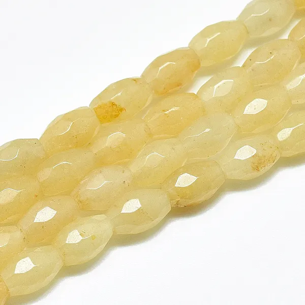 PandaHall Natural Topaz Jade Beads Strands, Faceted, Oval, 8.5~9x6mm, Hole: 1mm, about 22pcs/strand, 8.07 inch Topaz Jade Oval