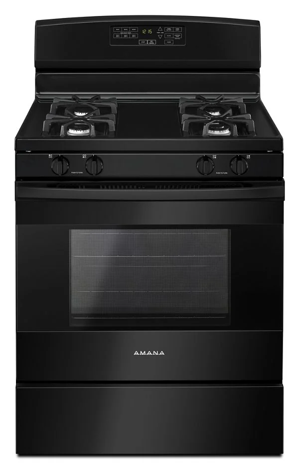 Whirlpool Amana 30 in. Gas Range with Self-Clean Option in Black 5.0 Cu. Ft. AGR6603SFB