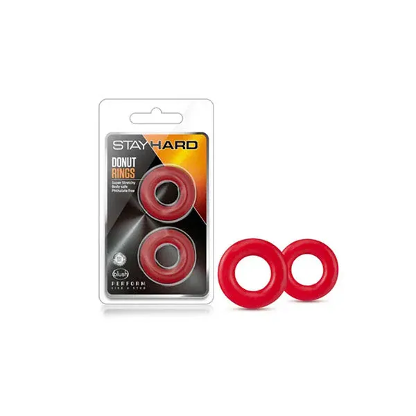 Stay Hard Donut Rings Red Cock Rings Set Of 2