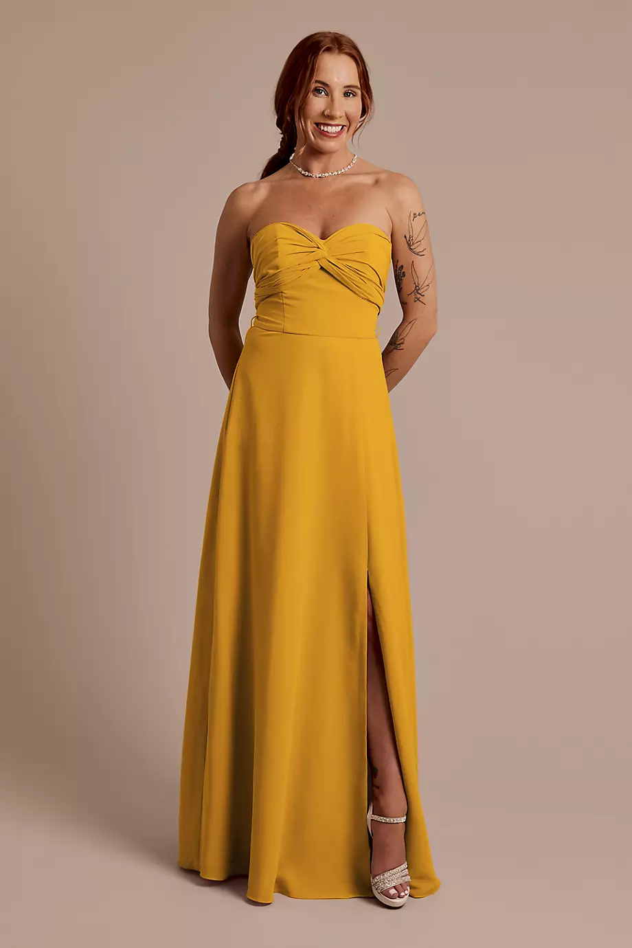Celebrate DB Studio Convertible Chiffon Dress in Butterscotch Size: 10 David's Bridal