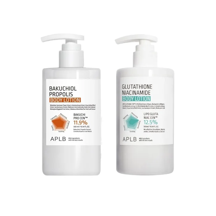 APLB - Glutathione Niacinamide Body Lotion - 300ml (1ea) & Bakuchiol Propolis Body Lotion - 300ml (1ea) Set