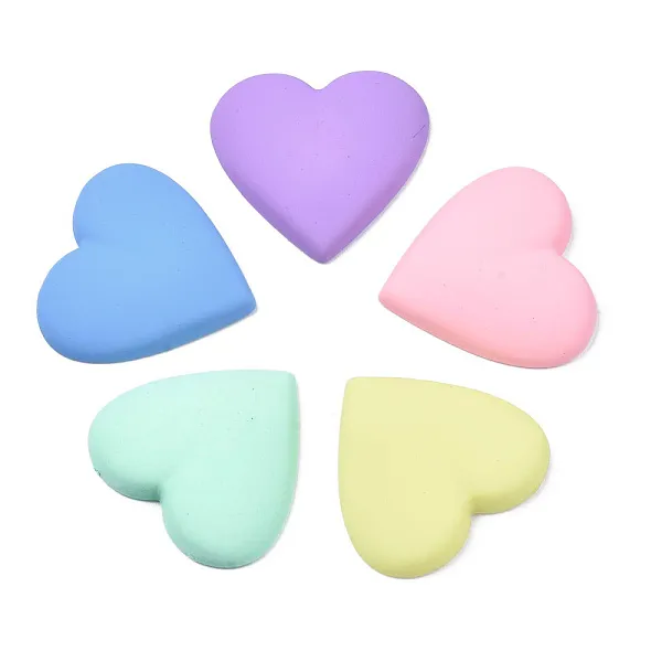 PandaHall Opaque Spray Painted Acrylic Cabochons, Heart, Mixed Color, 27x28x5mm Acrylic Heart Multicolor