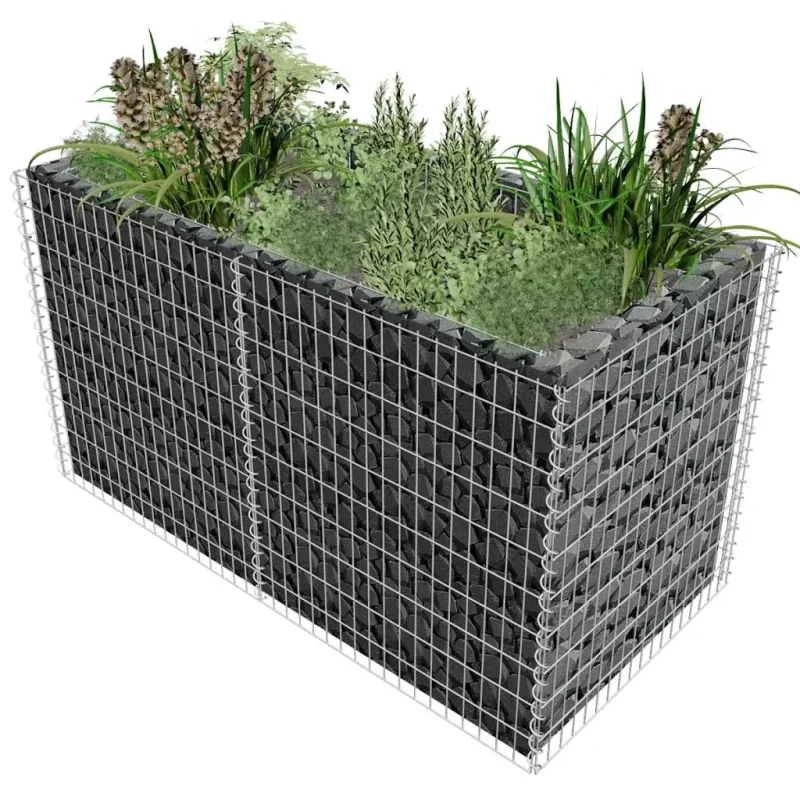 Gabion Planter Steel 180 x 90 x 100 Cm - Silver