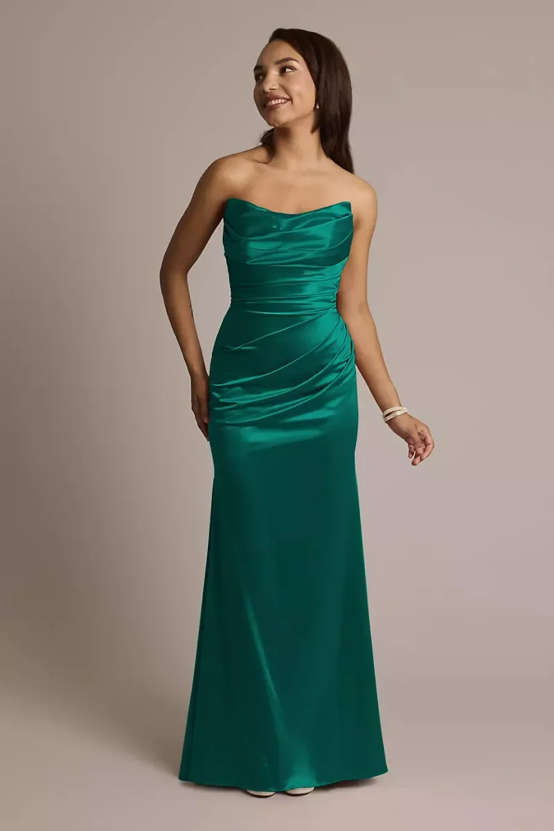 Galina Signature Sculpting Satin Strapless Mermaid Dress in True Teal Size: 20 David's Bridal