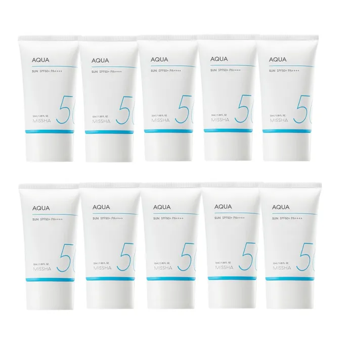 MISSHA - All-Around Safe Block Aqua Sun SPF50+ PA++++ (New version of All-Around Safe Block Aqua Sun Gel ) - 50ml (10ea) Set