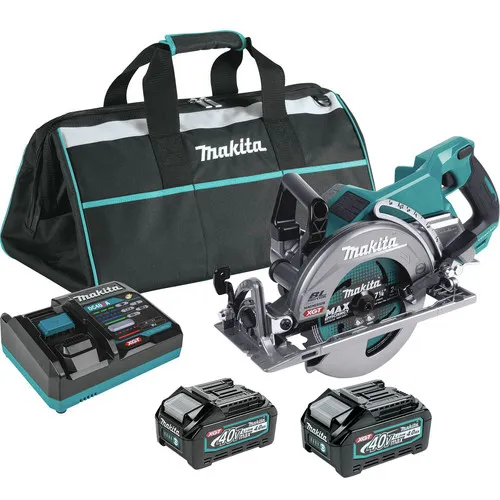 Makita 40V max XGT Brushless Lithium-Ion 7-1/4 in. Cordless Rear Handle Circular Saw with 2 XGT Batteries Bundle (4 Ah) - GSR01M1-BL4040