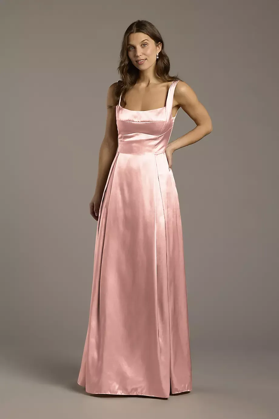 Galina Signature Charmeuse Tank Neckline A-Line Dress in Ballet Size: 10 David's Bridal