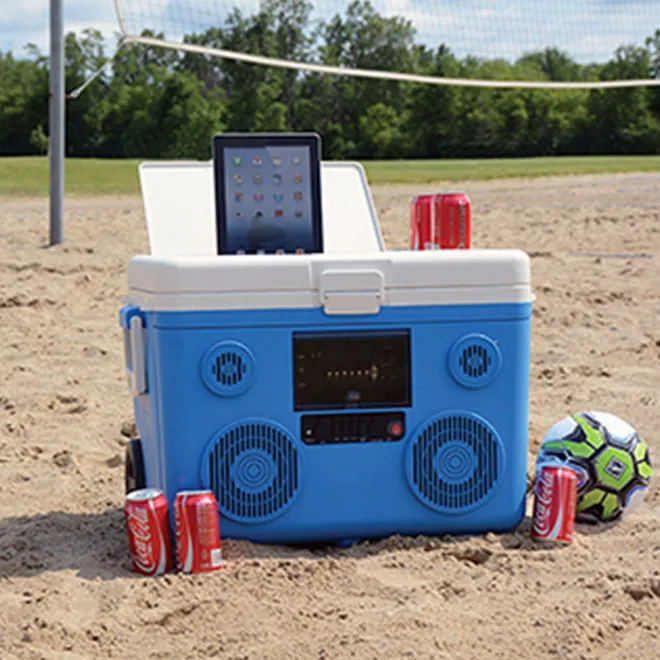 40-Qt. Rolling Cooler with Bluetooth Sound System - Red