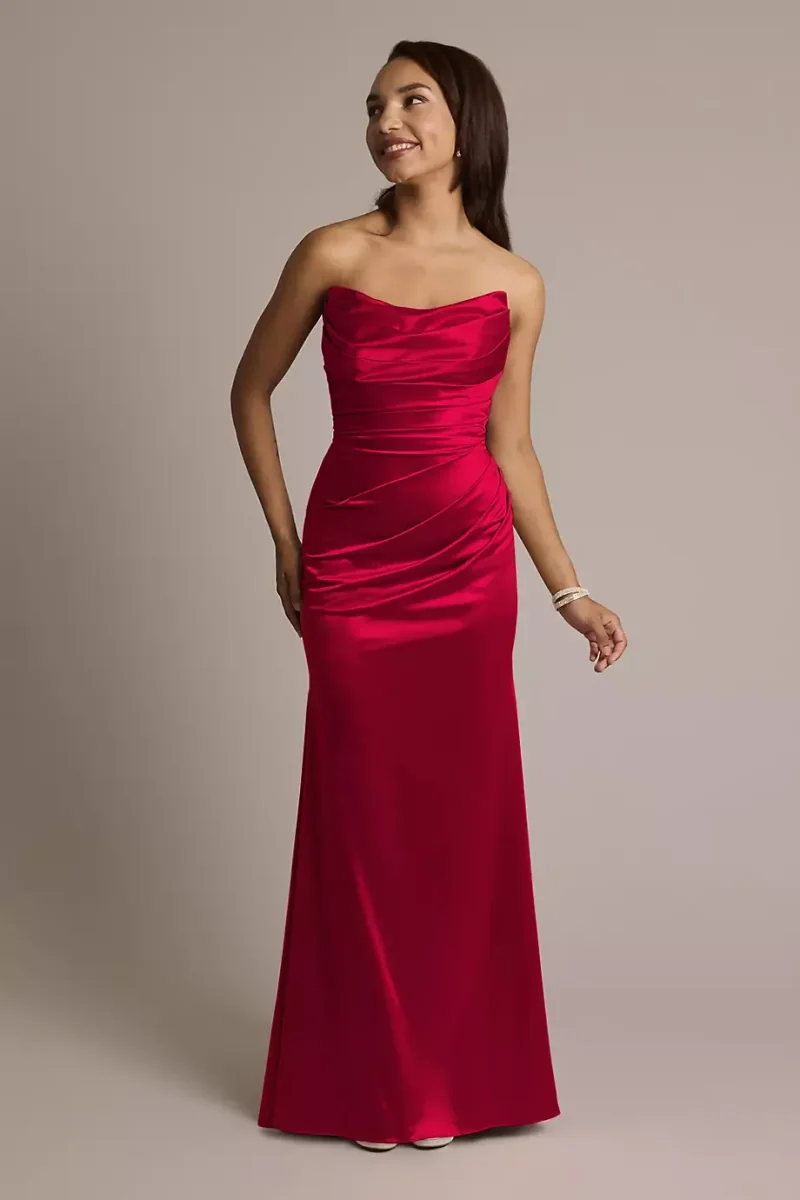Galina Signature Sculpting Satin Strapless Mermaid Dress in Apple Size: 30 David's Bridal