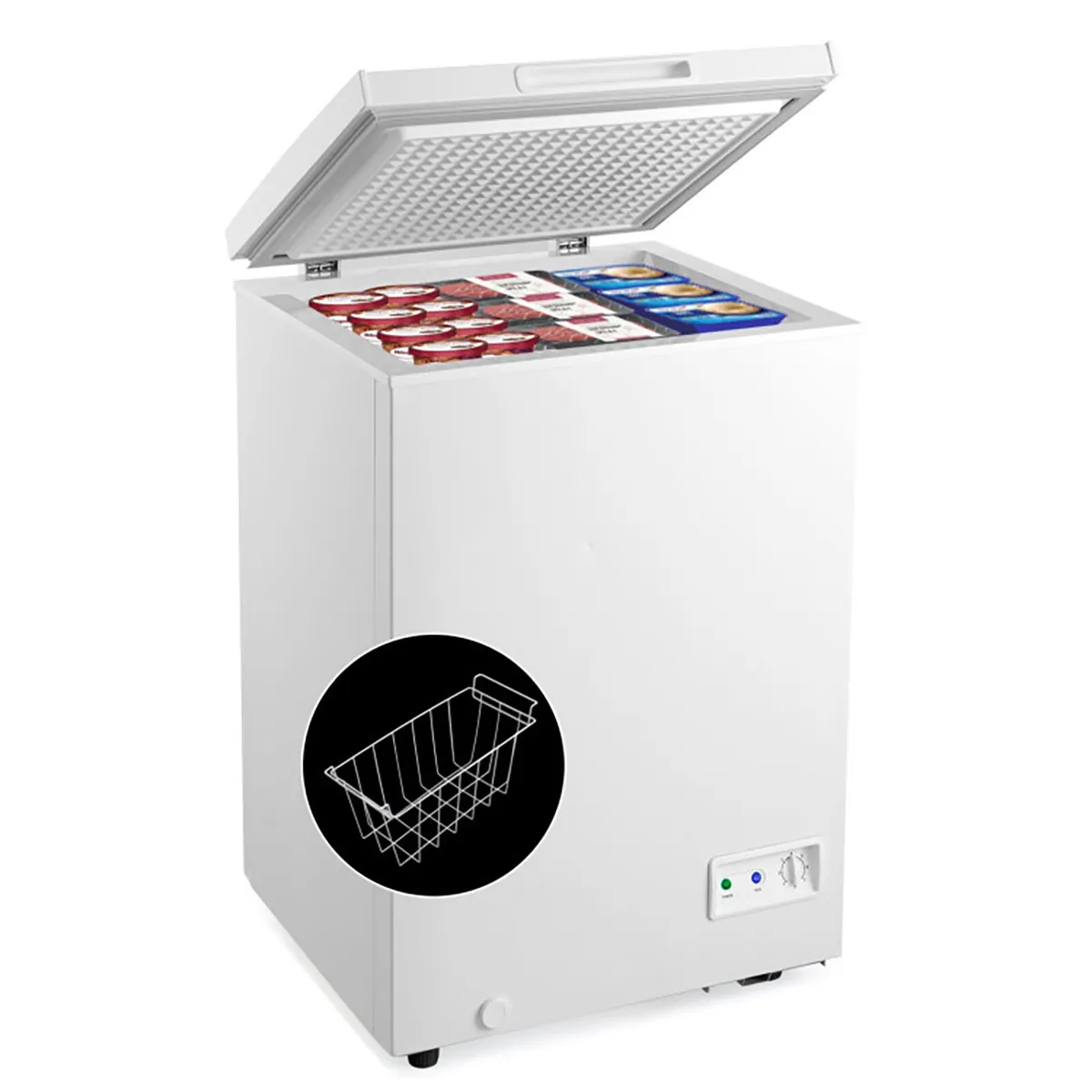 Compact Chest Freezer with Removable Storage Basket - 5 Cu