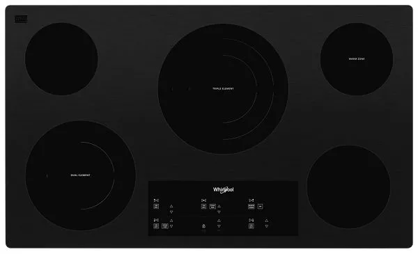 Whirlpool 36 in. Electric Ceramic Glass Cooktop with Triple Radiant Element in Black 36 in.