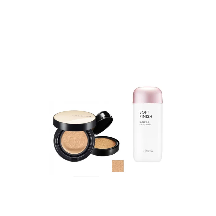 MISSHA - All-Around Safe Block Soft Finish Sun Milk SPF50+ PA+++ - 70ml X Jung Saem Mool - Essential Skin Nuder Cushion -...