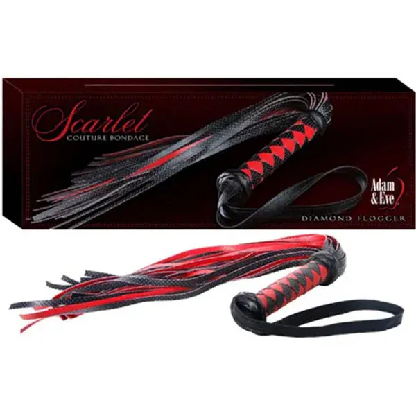 Adam And Eve Scarlet Couture Diamond Flogger Red Black Whip