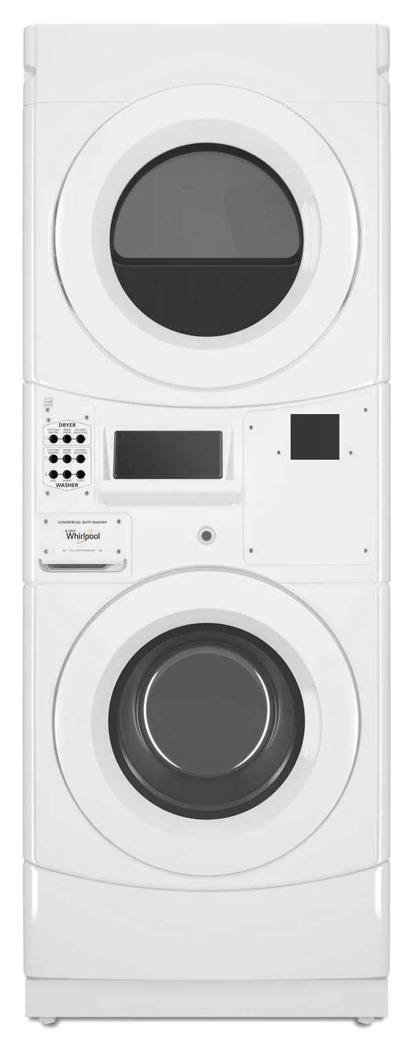 Whirlpool Commercial Gas Stack Washer/Dryer, Card Reader-Ready in White CGT9100GQ