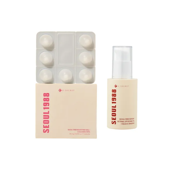 KSECRET - SEOUL 1988 Boosting Ball - 35mg x 7 (1ea) X Serum: Retinal Liposome 2% + Black Ginseng - 30ml (1ea) Set