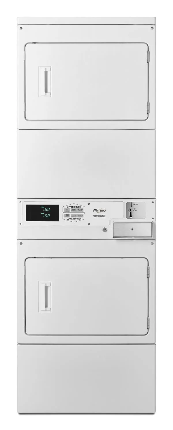 Whirlpool Commercial Gas Stack Dryer with Factory-Installed Coin Drop and Coin Box in White 7.4 cu. ft.