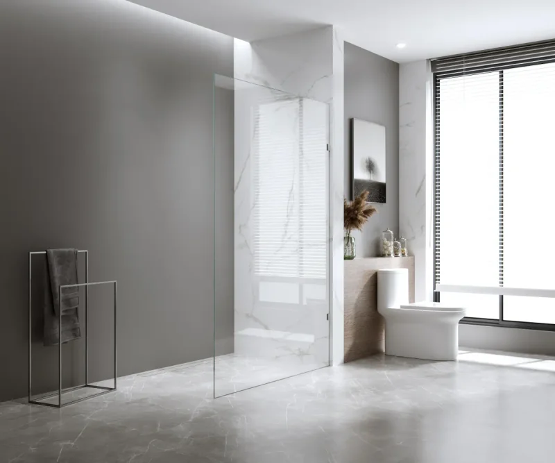 70x200cm Glass Shower Screen with Black Wall and Floor U Brackets
