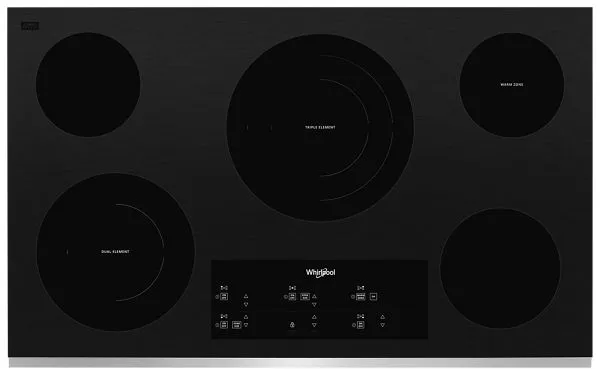 Whirlpool 36 in. Electric Ceramic Glass Cooktop with Triple Radiant Element in Stainless Steel 36 in. WCE97US6KS