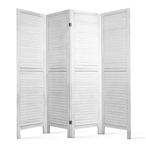 Timber 4 Panel Room Divider - White