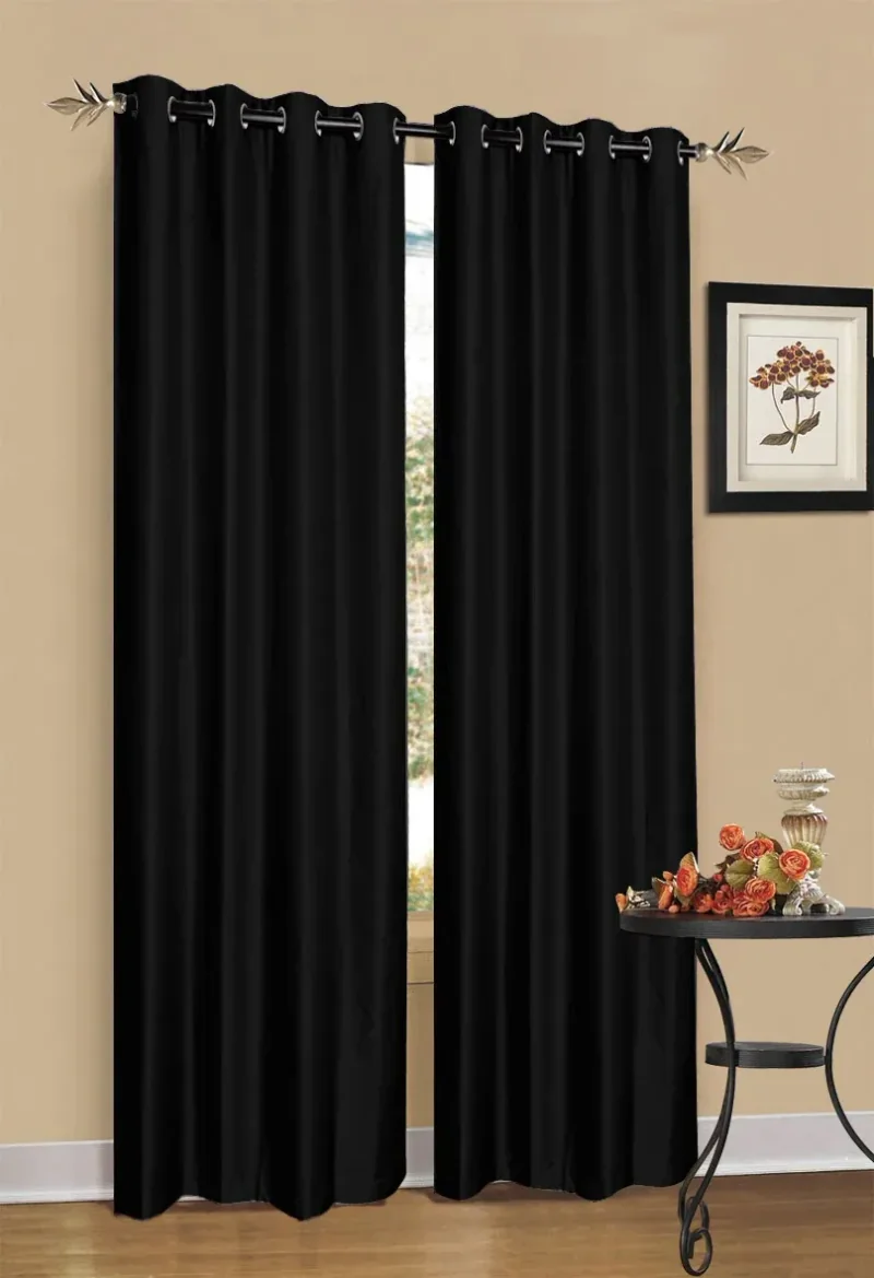 2X Blockout Curtains Blackout Window Curtain Draperies Pair Eyelet for Bedroom 132*160cm Black