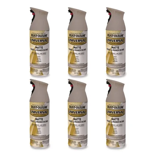 Rust-Oleum Universal Premium Spray Paint, Matte Greige, 12 oz Aerosol Can, 6/Carton - 376724