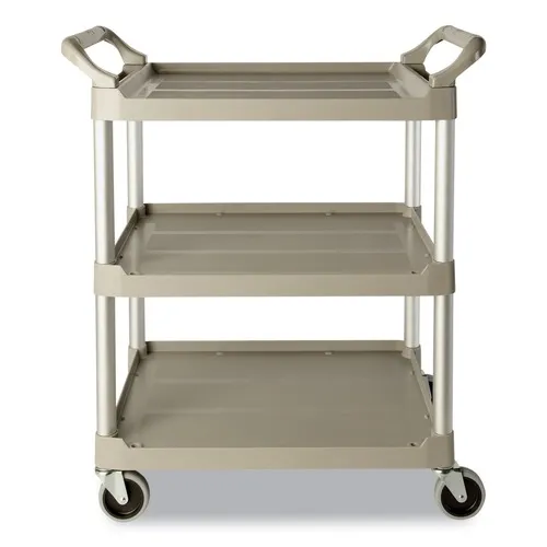 Rubbermaid Commercial 200 lbs. Capacity 3 Shelf Service Cart - Off White - FG342488OWHT
