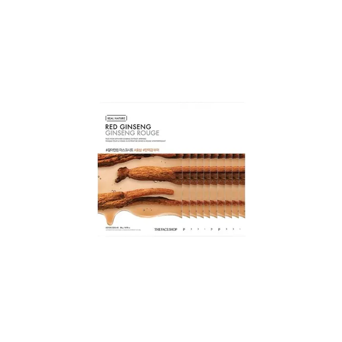 THE FACE SHOP - Real Nature Face Mask - Red Ginseng - 1pc (10ea) Set