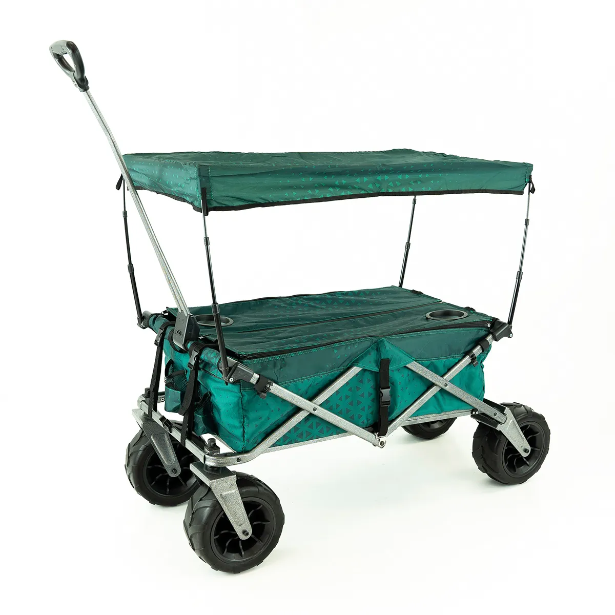 Heavy Duty Folding Wagon with Canopy - Purple / Gray
