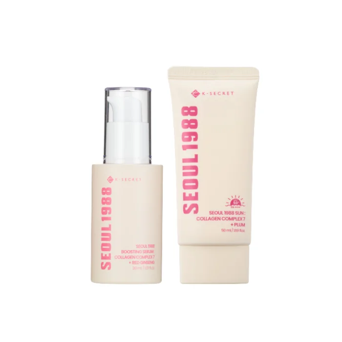 KSECRET - SEOUL 1988 Boosting Serum: Collagen Complex 7 + Red Ginseng - 30ml (1ea) & SEOUL 1988 Sun: Collagen Complex 7 +...