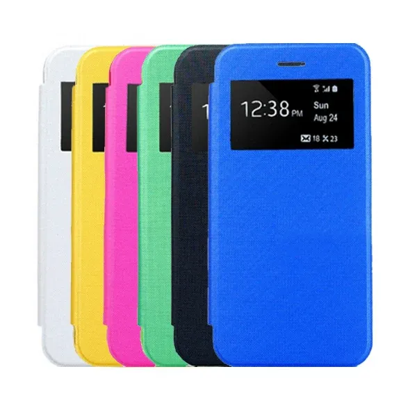 WINDOW VIEW SLIM LEATHER FLIP CASE FROSTED PC COVER FOR IPHONE 6 PLUS 5.5' (YELLOW, PINK, GREEN,)