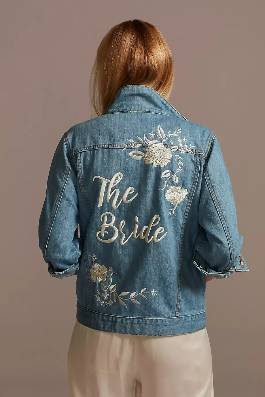 Embroidered Bride Jean Jacket With Flowers in Blue Size: Small David's Bridal