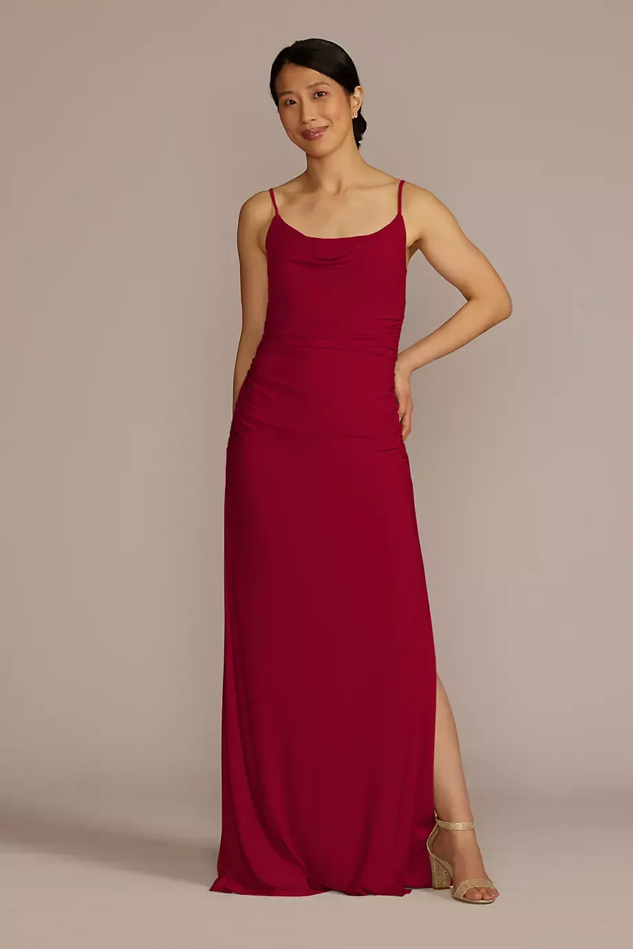 Celebrate DB Studio Ruched Jersey Spaghetti Strap Dress in Apple Size: 18 David's Bridal