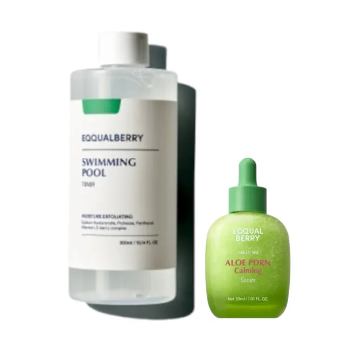 EQQUALBERRY - Swimming Pool Daily Facial Toner - 300ml (1ea) + Aloe PDRN Calming Serum - 30ml (1ea) Set