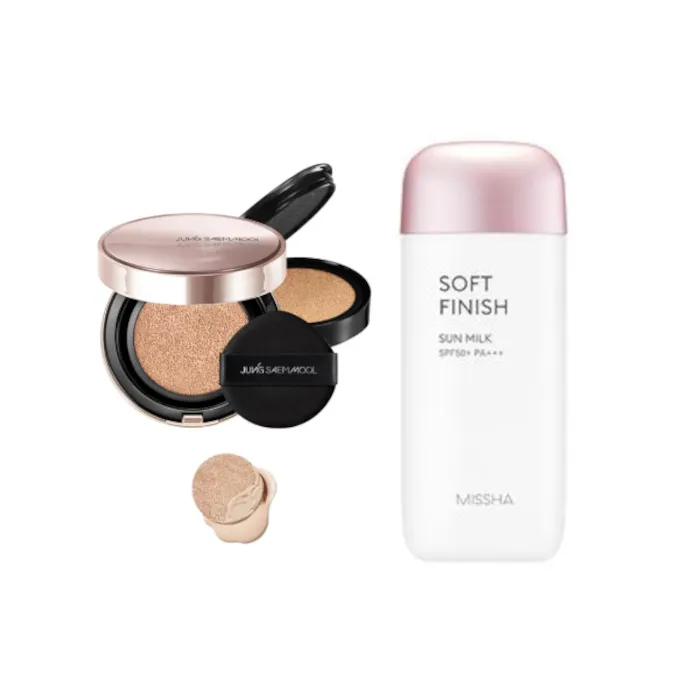 Jung Saem Mool - Masterclass Radiant Cushion - Cushion 15g + Refill 15g - N1 Ivory (1ea) + MISSHA - All-Around Safe Block Soft